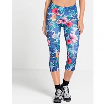 Mallas 3/4 Odlo Zeroweight para Mujer, Talla L, Color Azul Marino con Flores