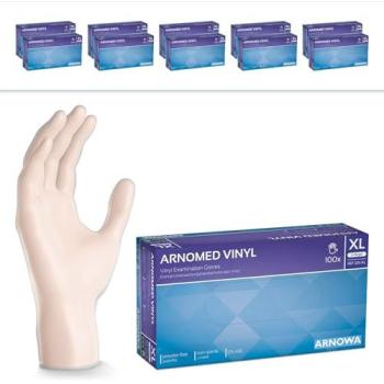 ARNOMED Einmalhandschuhe Vinyl PF, Größe XL, transparent