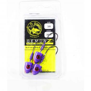 Purple Minnow Demonz Jig Heads (3/8oz, 2/0H) – 3 Piece Bundle
