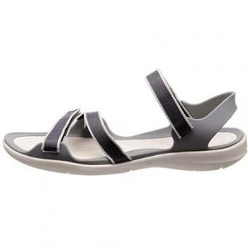 Sandalias Crocs Swiftwater Webbing para Mujer, Color Gris (Smoke/Oyster)