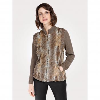 MONA Damen-Strickjacke 52 – Fellimitat Komfort