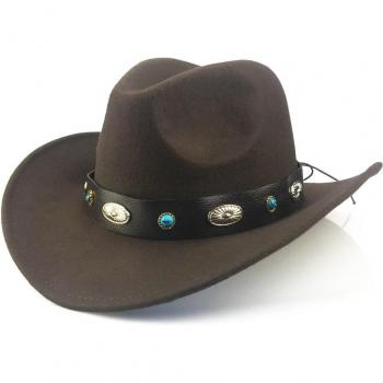 Winter‑Cowboy Trilby – Retro Western Hut mit Metallbremse, PU-Leder Gürtel, Jazz‑Panama‑Stil – Modell YY20073
