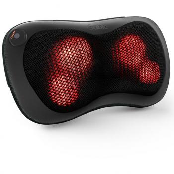Shiatsu‑Therapie Kissen Sable Schwarz – 4 rotierende Köpfe + Wärme für Hals, Nacken, Schulter