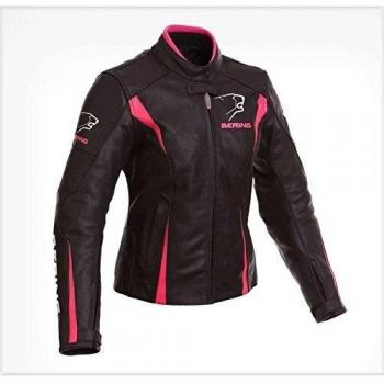 Bering Mujer Moto – Chaqueta Negra con Detalle Fucsia
