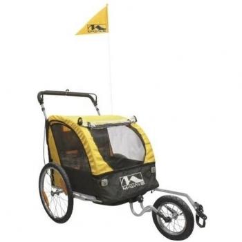 M‑Wave Stalwart 3‑in‑1 Youth Bike Trailer – Black/Yellow Color Scheme, 32 kg Load, Male Targeted