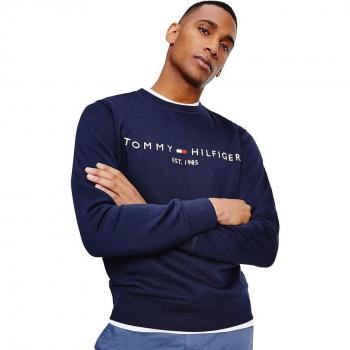 Pull Tommy avec logo brodé, col ras-du-cou, couleur marine, XS