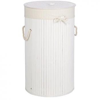 Kankyo Round White Bamboo Laundry Basket
