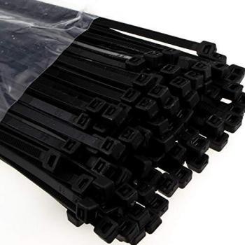 EnTie Black Cable Ties 4.8mm x 300mm Nylon 66 UL Approved 100 Count