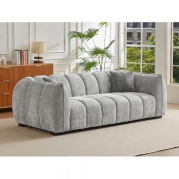 Canapé BASDIO 3 places en tissu texturé gris