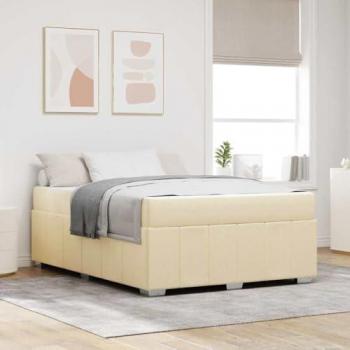 Lit double crème avec matelas 140 x 200 cm