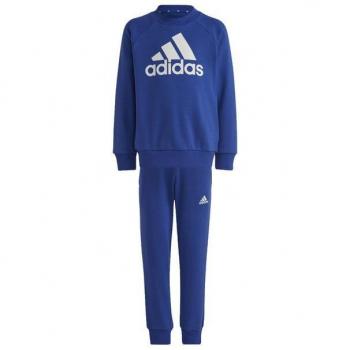 Set sportivo Adidas Lk Bos: giacca blu lucida, pantaloni bianchi per 3‑4 anni