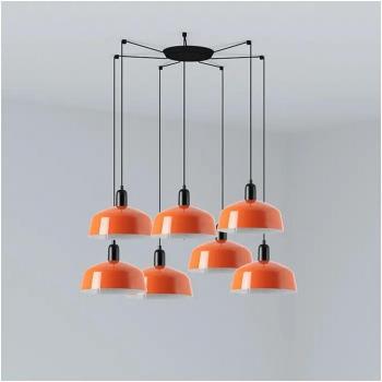 Tatawin Medium Cluster Pendant (Satin Black/Gloss Reddish Orange) – 7 E27 Bulbs, Faro Lighting