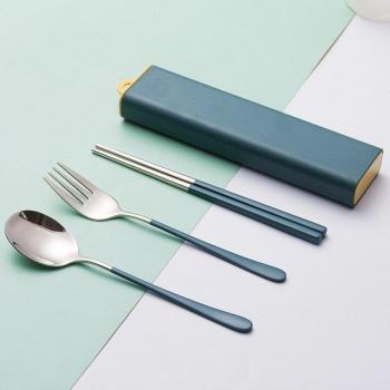 3-piece stainless steel travel utensil set with box