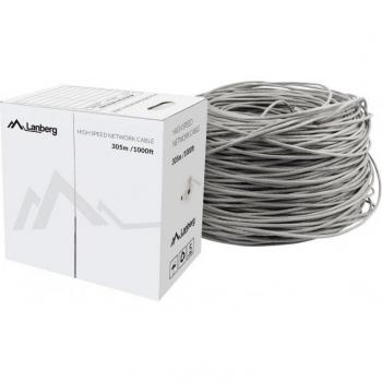 Bobina Cat.5E Lanberg Utp 305M Rj45 Solid Cobre Fluke Tested Awg24 Gris
