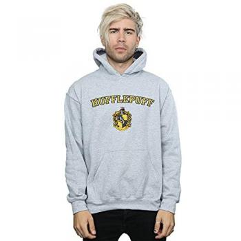 Men's Hufflepuff Crest Grey Hoodie – Size Small