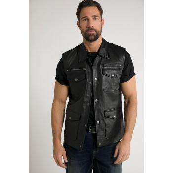 JP1880 Plus Size Black Lamb Nappa Leather Vest, Men's, 3XL, Polyester/Leather