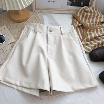 Shorts pour femmes en cuir PU noir, taille haute, jambes larges, style sauvage