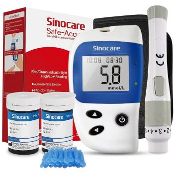 Kit de mesure glycémie Sinocare Safe ACCU2 (50 bandelettes, lancettes)