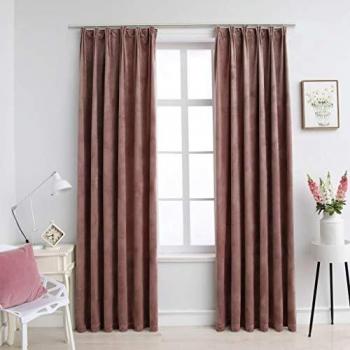 Sonata Blackout Curtains with Hooks, 2 pcs, Velvet, Antique Pink, 140x225 cm