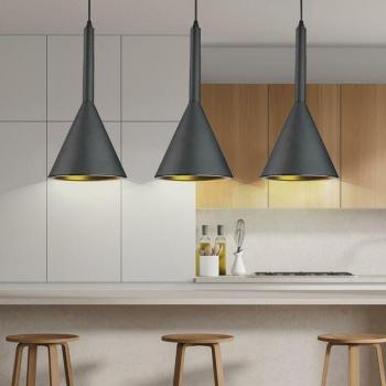 Triade di Lampade a Sospensione Vintage ALU Oro
