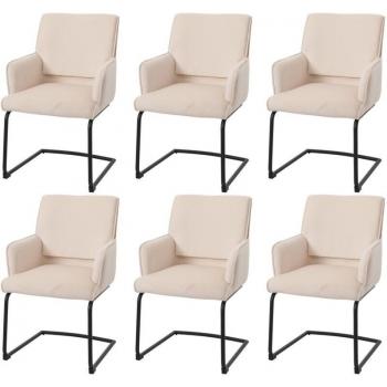 Sedie da Pranzo HHG 416 – Slitta con Tessuto Oeko‑Tex, Colore Avorio Beige