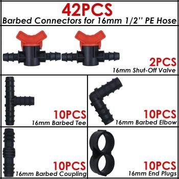 KESLA Drip Irrigation Tee, Elbow, and Coupling Kit