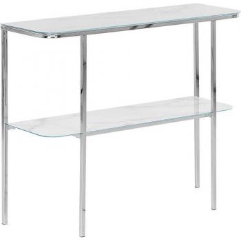 White Marble Top Console Table with Gold Metal Frame
