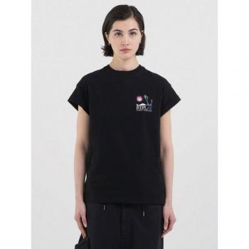 Black Replay T-Shirt, Größe L, Damen‑Version, umgeschlagene Ärmel