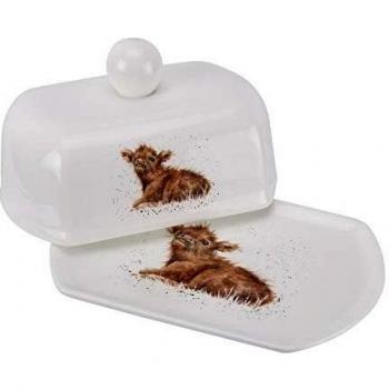 Royal Worcester Wrendale Covered Butter Dish Calf, Multi-Colour