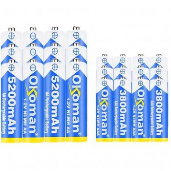 AA 5200mAh and AAA 3800mAh Rechargeable Battery Set