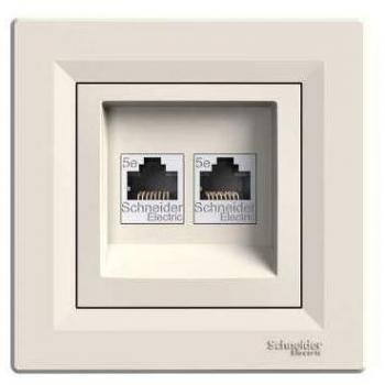 Datová zásuvka 2xRJ45, kat.5e UTP krémová ASFORA EPH4400123