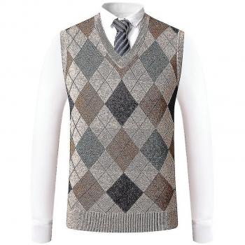 Cachemire homme pull sans manches, V kaki