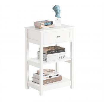 Table de Chevet FBT46-W Bout de Canapé SoBuy avec 1 tiroir et 2 étagères de rangement