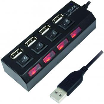 LogiLink USB Hub 4-Port mit individueller Stromsteuerung