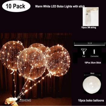 10er Pack leuchtende Bobo Ballons für Hochzeiten