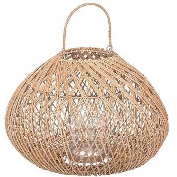 Lampe d’Ambiance Lour – Métal et Rotin, Beige 27 cm