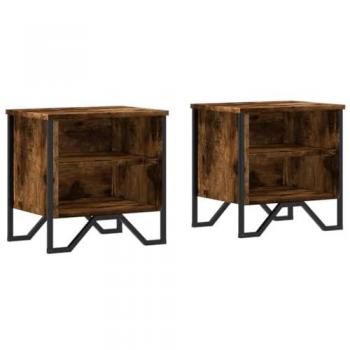 Chêne fumé Nightstand duo – 40×30×40 cm, bois d'ingénierie Vidaxl