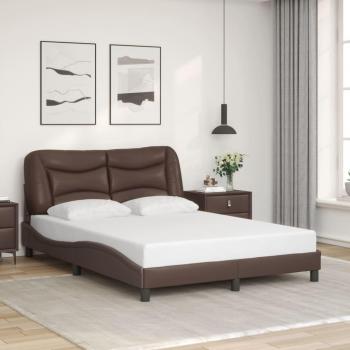 Lit en similicuir marron 140x190 cm sans matelas