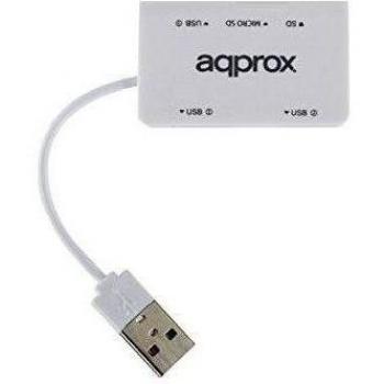 HUB 3 PTOS USB 2.0 + LECTOR TA RJETAS APPROX BLANCO