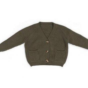 Kids Autumn V-Neck Cardigan with Button Closure