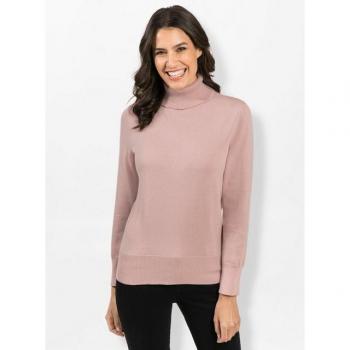 Modischer Rollkragenpullover in Puderfarbe, Damen Gr. 36