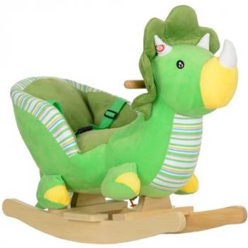 Dinosaur-Themed Baby Rocking Horse with Sounds and Safety Belt, Green