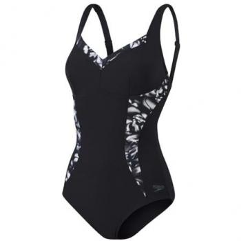 SPEEDO LUNAELUSTRE Damen Badeanzug – Schwarz/Weiß – 42 cm