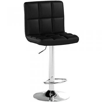 SONGMICS 2 x Sgabello da Cucina in Similpelle Regolabile Girevole con Schienale Nero LJB64B