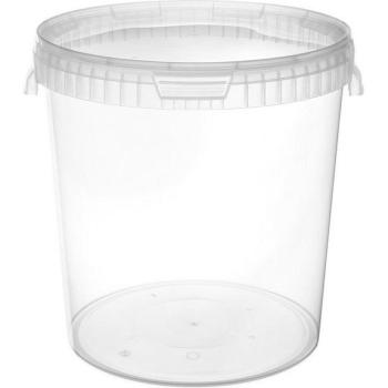 Garronda Réservoir 30 L avec couvercle – Kit de 10 seaux transparents pour produits alimentaires/chem