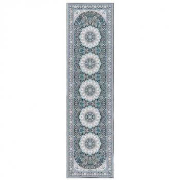 Tapis Gediz Bleu à Motifs Circulaires 80 x 300 cm