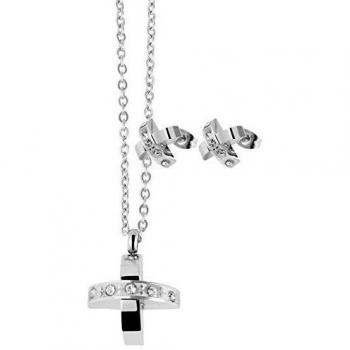 Set Akzent Cross: collar y pendientes en acero inoxidable