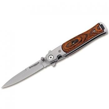 Boker Stiletto 3.27” Folding Cutlery – 440A Steel – Spear Blade – Pakka Wood Handle