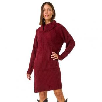 Roman Red Long-Sleeve Knit Jumpsuit