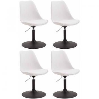 4 chaises de salle à manger en plastique blanc avec base trompette noire